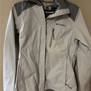 Columbia Women's Gray and White Rain Jacket
